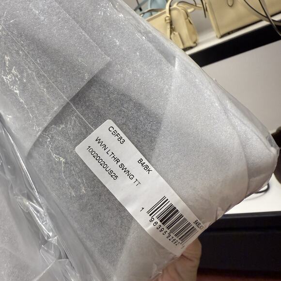 Coach Woven Leather Swing Tote Carryall Shoulder CBF83 Black - Picture 15 of 16